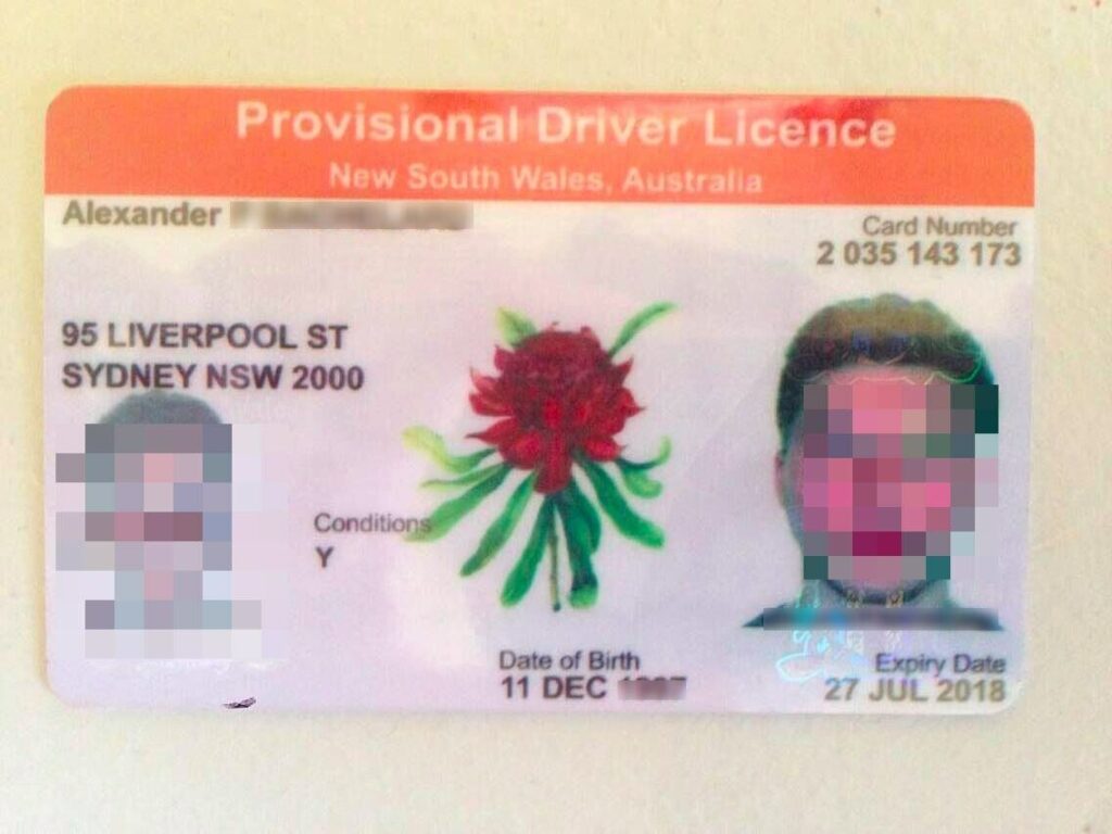 Australia New South Wales Driver License